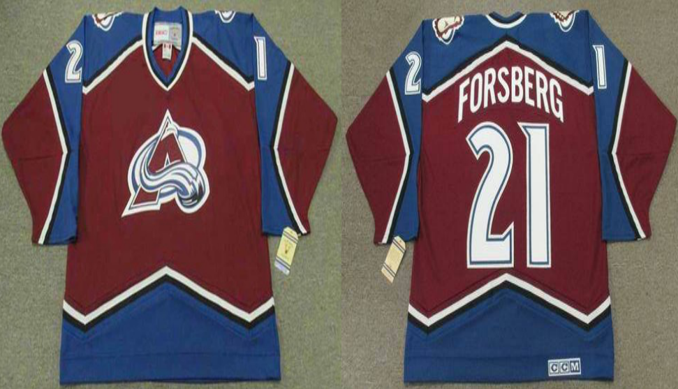 2019 Men Colorado Avalanche #21 Forsberg red CCM NHL jerseys->colorado avalanche->NHL Jersey